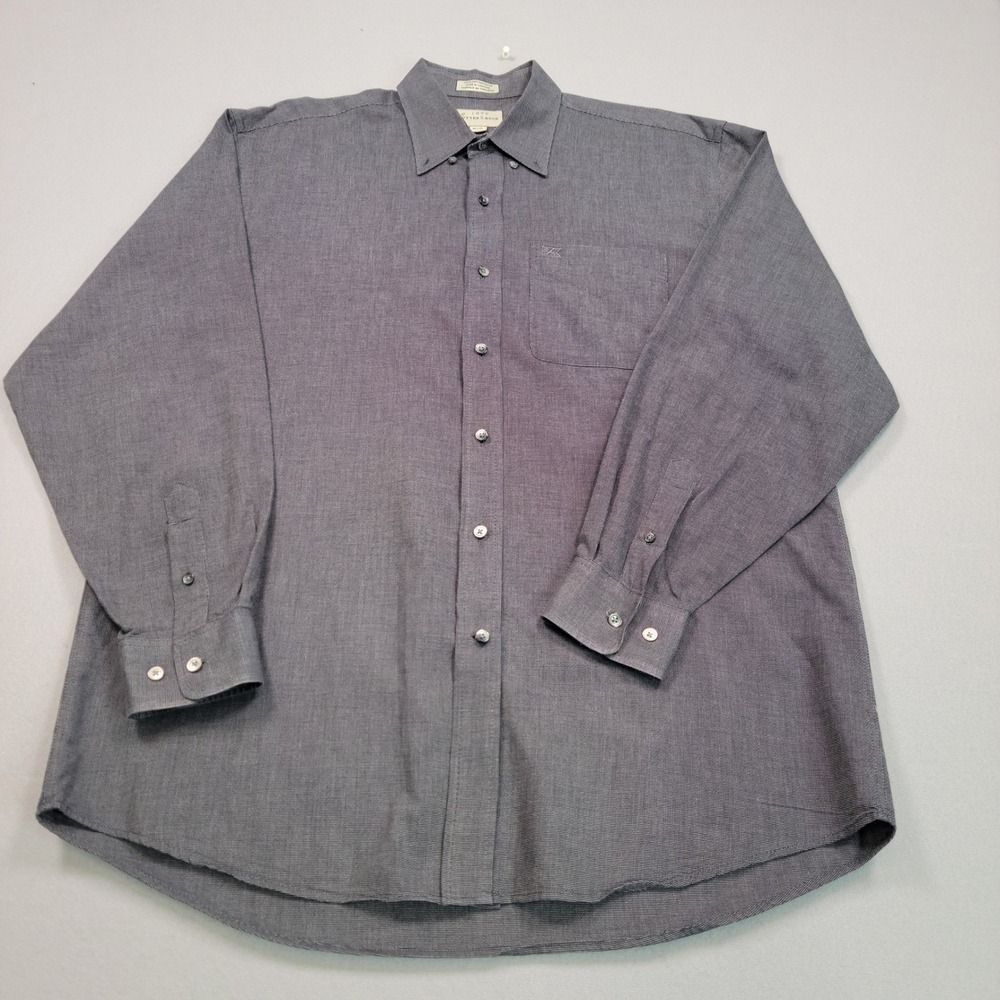 Cutter & Buck Mens Gray Long Sleeve‎ Button Down Shirt XL Micro Check Cotton